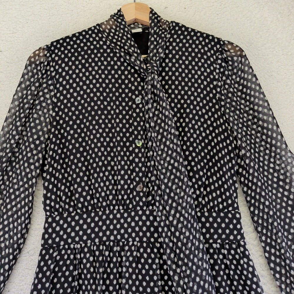 Diane von Furstenberg Arabella DVF Black White Polka Dot Silk Sheath Dress Sz 4 - Picture 6 of 11
